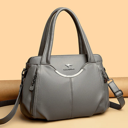 Multi-Pocket Soft Leather Designer Tote