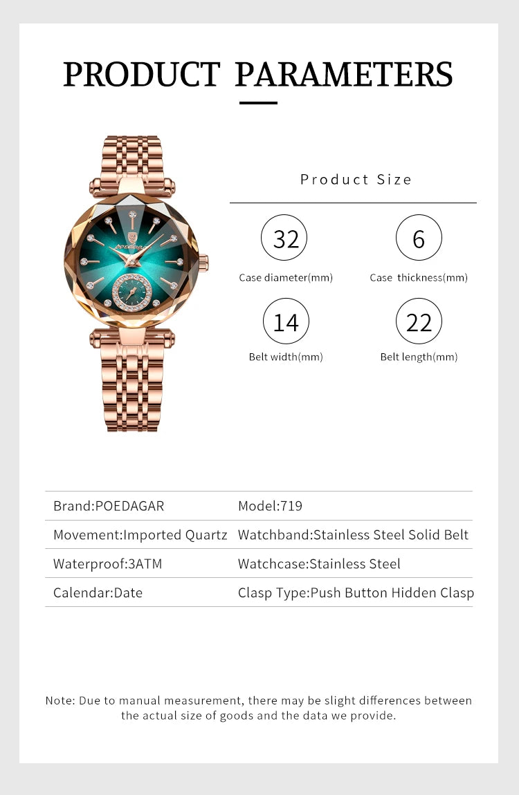 Rose Gold Steel Jewelry Watch