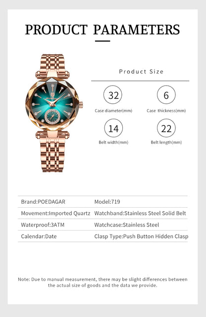 Rose Gold Steel Jewelry Watch
