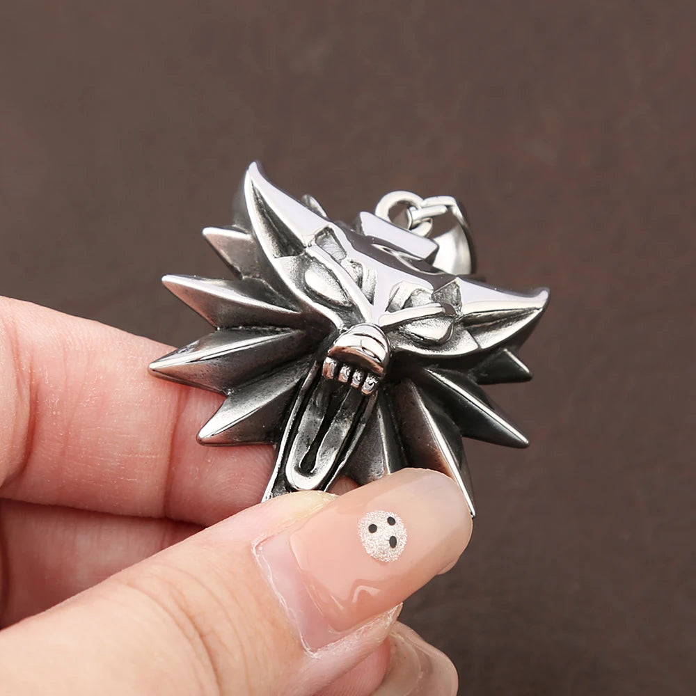 Viking Wolf Head Punk Necklace