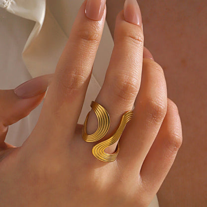Irregular Wave Gilded Statement Ring