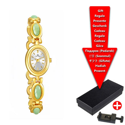 Natural Gemstone Oval Jewelry Watch