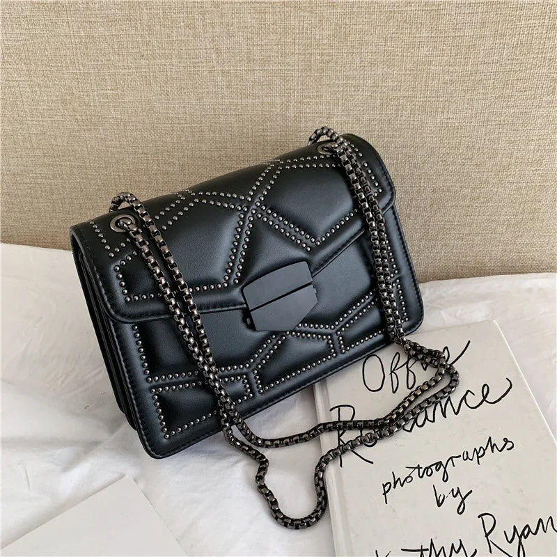 Vintage Rivet Designer Crossbody Bag