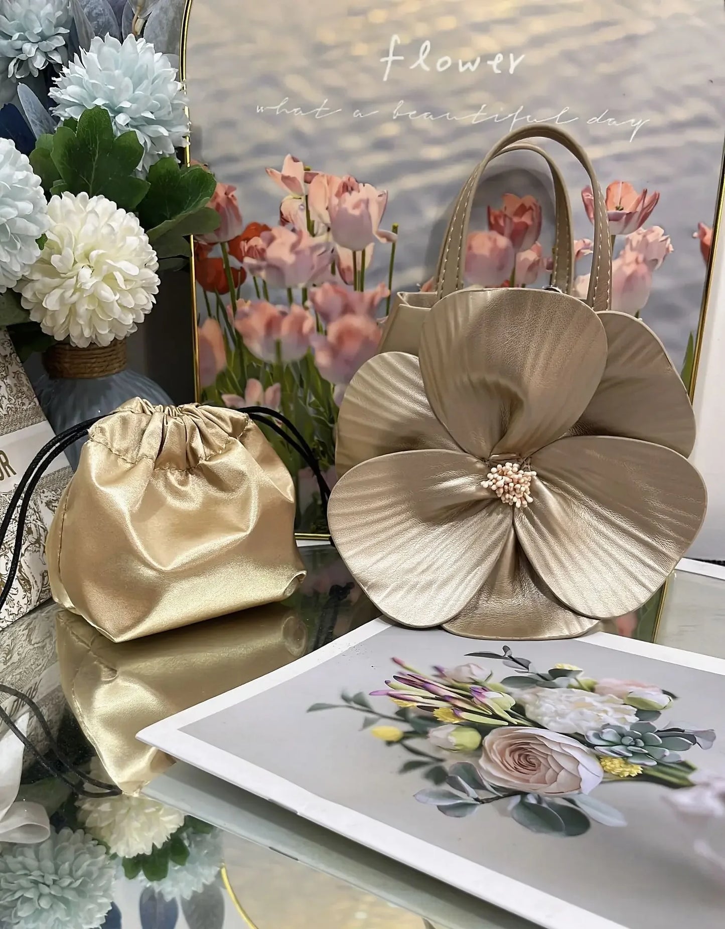 3D Flora Evening Bridal Clutch