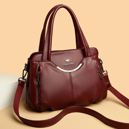 Multi-Pocket Soft Leather Designer Tote