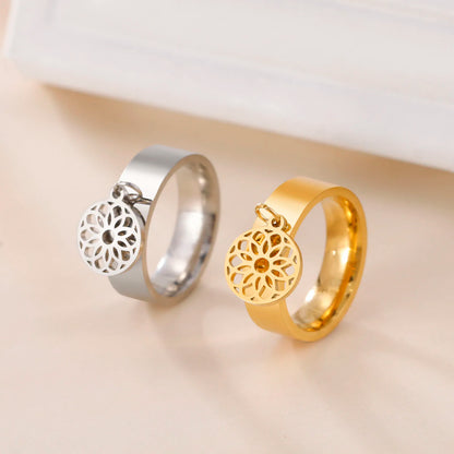 Minimalist Floral Stainless Steel Ring
