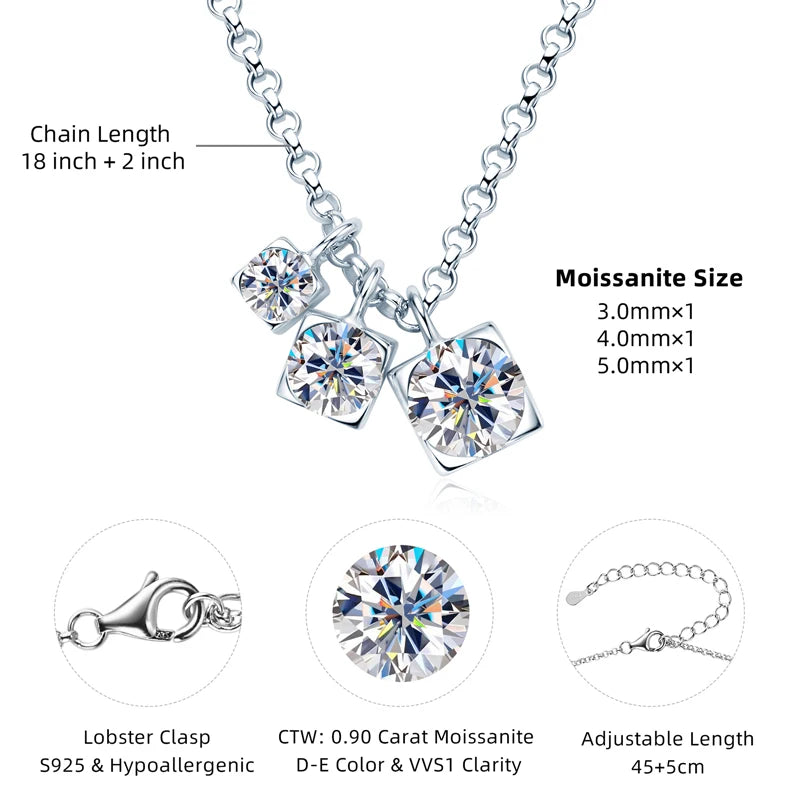 Full Moissanite Diamond Engagement Necklace