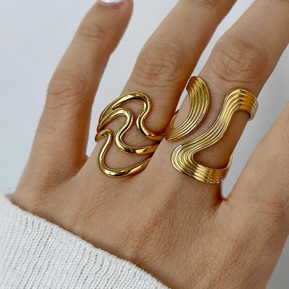 Irregular Wave Gilded Statement Ring