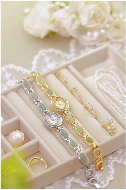 Natural Gemstone Oval Jewelry Watch