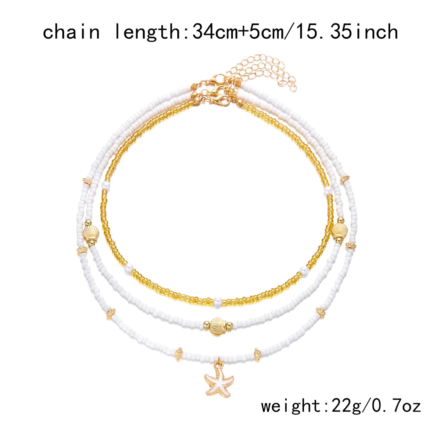 Bohemian Shell Polymer Bead Necklace