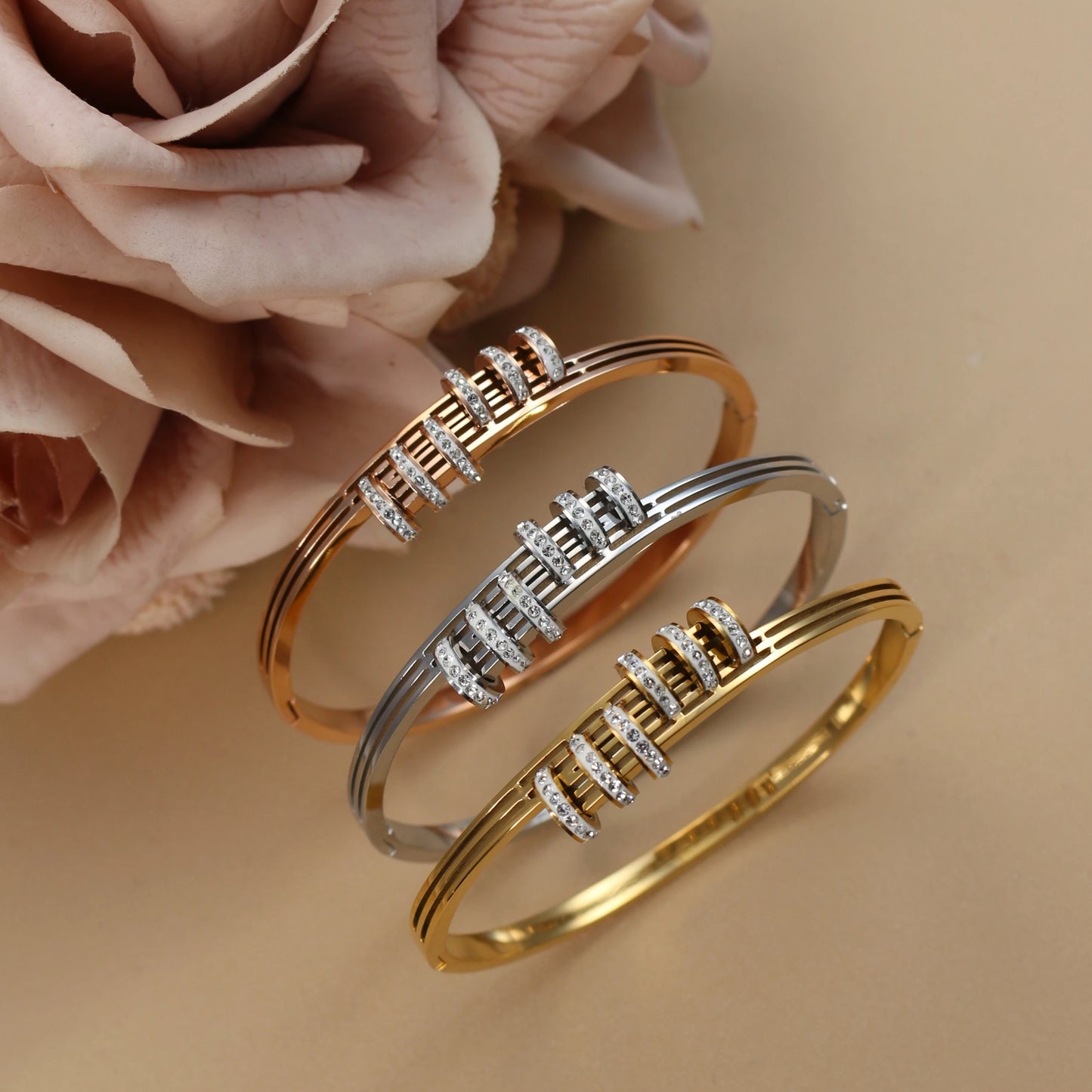 Hollow Crystal Half Face Bangle