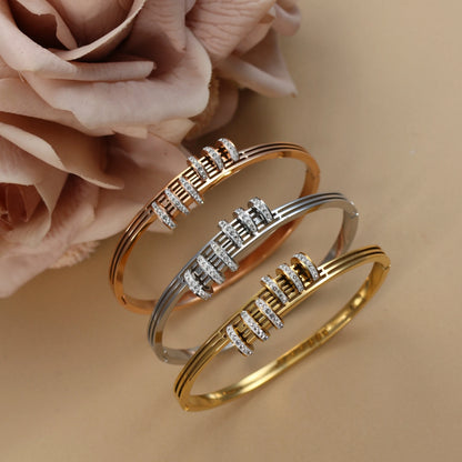 Hollow Crystal Half Face Bangle
