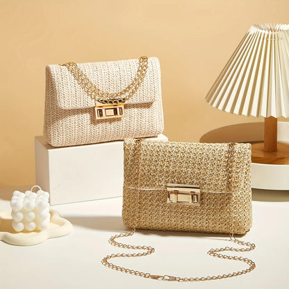 Handwoven Artisan Straw Lock Purse