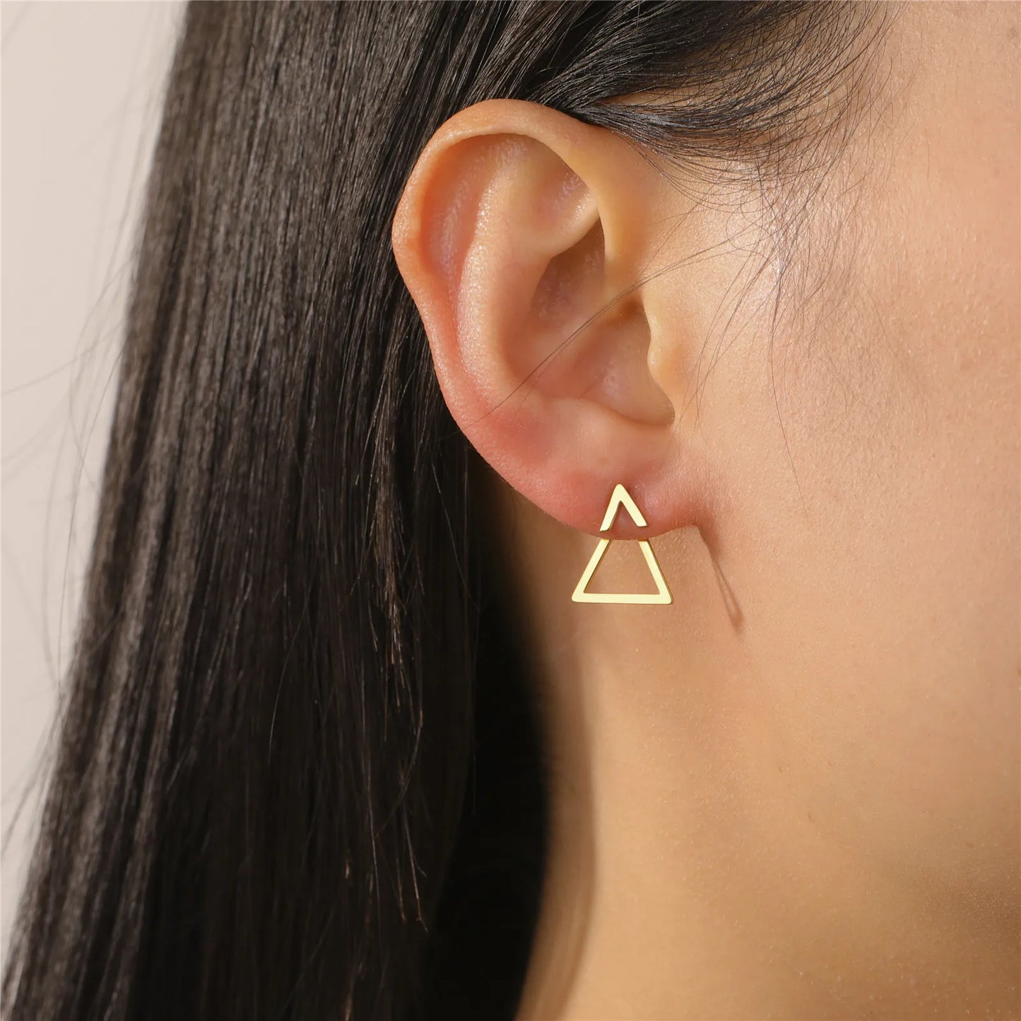 Geometric Minimalist Gold Stud Earrings