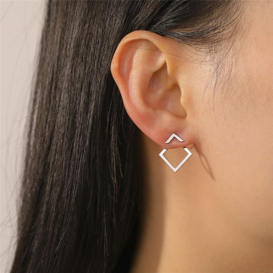 Geometric Minimalist Gold Stud Earrings