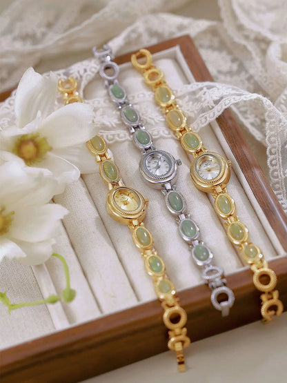 Natural Gemstone Oval Jewelry Watch