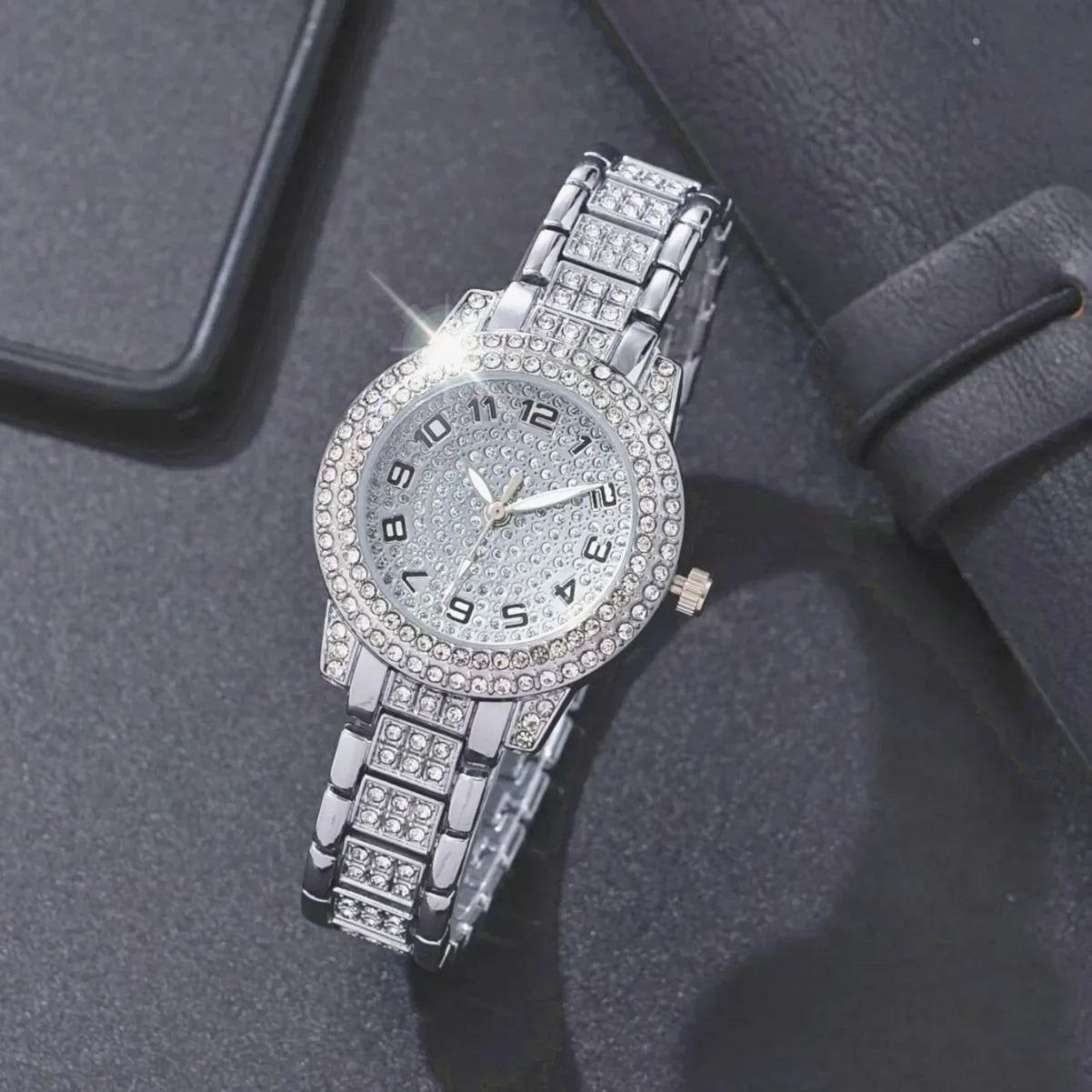 Hip-Hop Diamond Watch & Jewelry Set