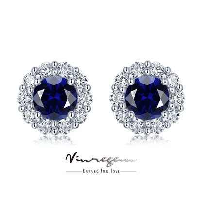 Round Cut Lab Sapphire Earrings