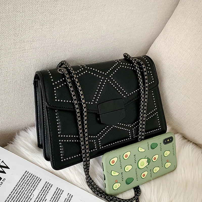 Vintage Rivet Designer Crossbody Bag