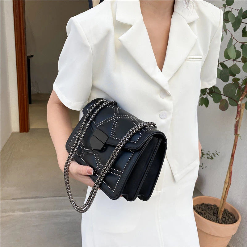 Vintage Rivet Designer Crossbody Bag