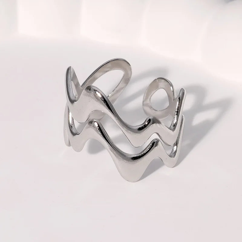 Irregular Wave Gilded Statement Ring