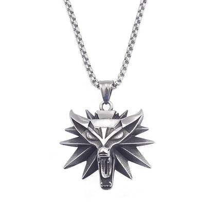 Viking Wolf Head Punk Necklace