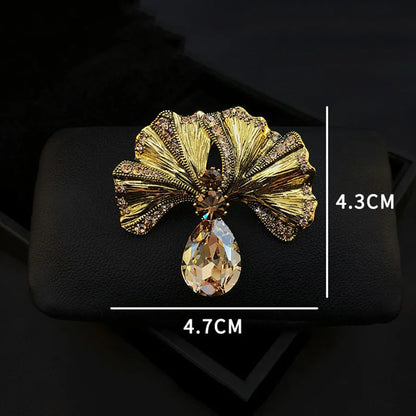 Rhinestone Ginkgo Crystal Office Brooch