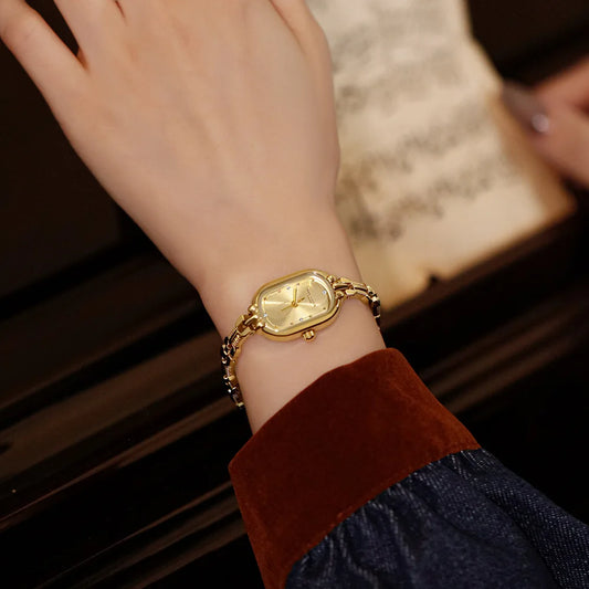 Japanese Movement Oval Gold Watch