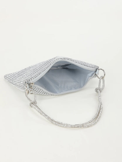 Rhinestone Crescent Evening Underarm Bag