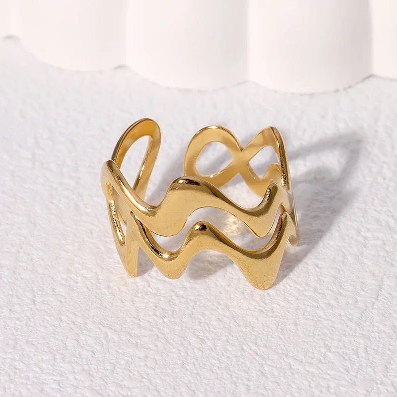 Irregular Wave Gilded Statement Ring