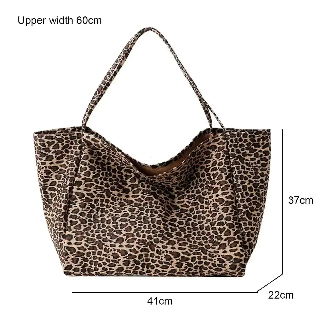 Leopard Motif Canvas Statement Tote
