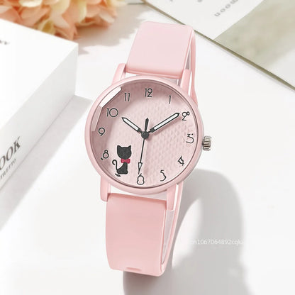 Whimsical Cat Silicone Kids Watch