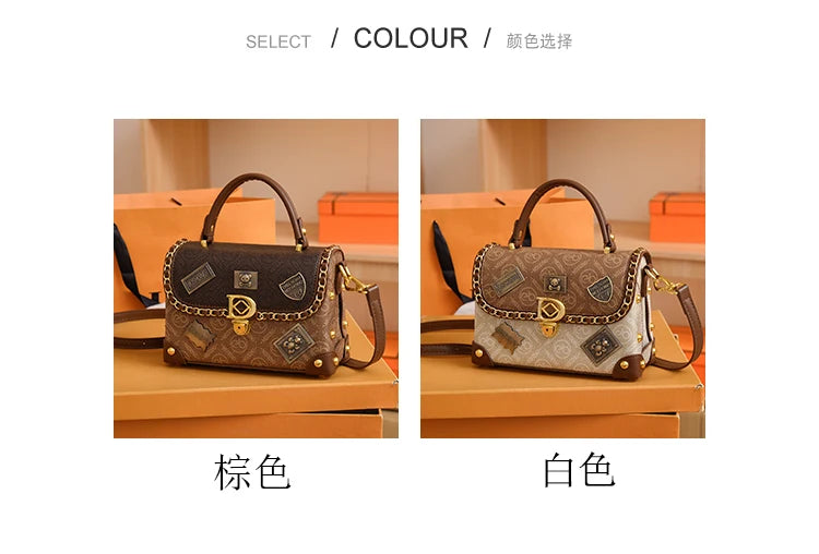 Retro Chain Linked Leather Handbag
