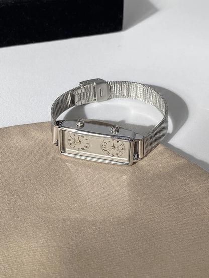 Dual-Movement Retro Square Timepiece