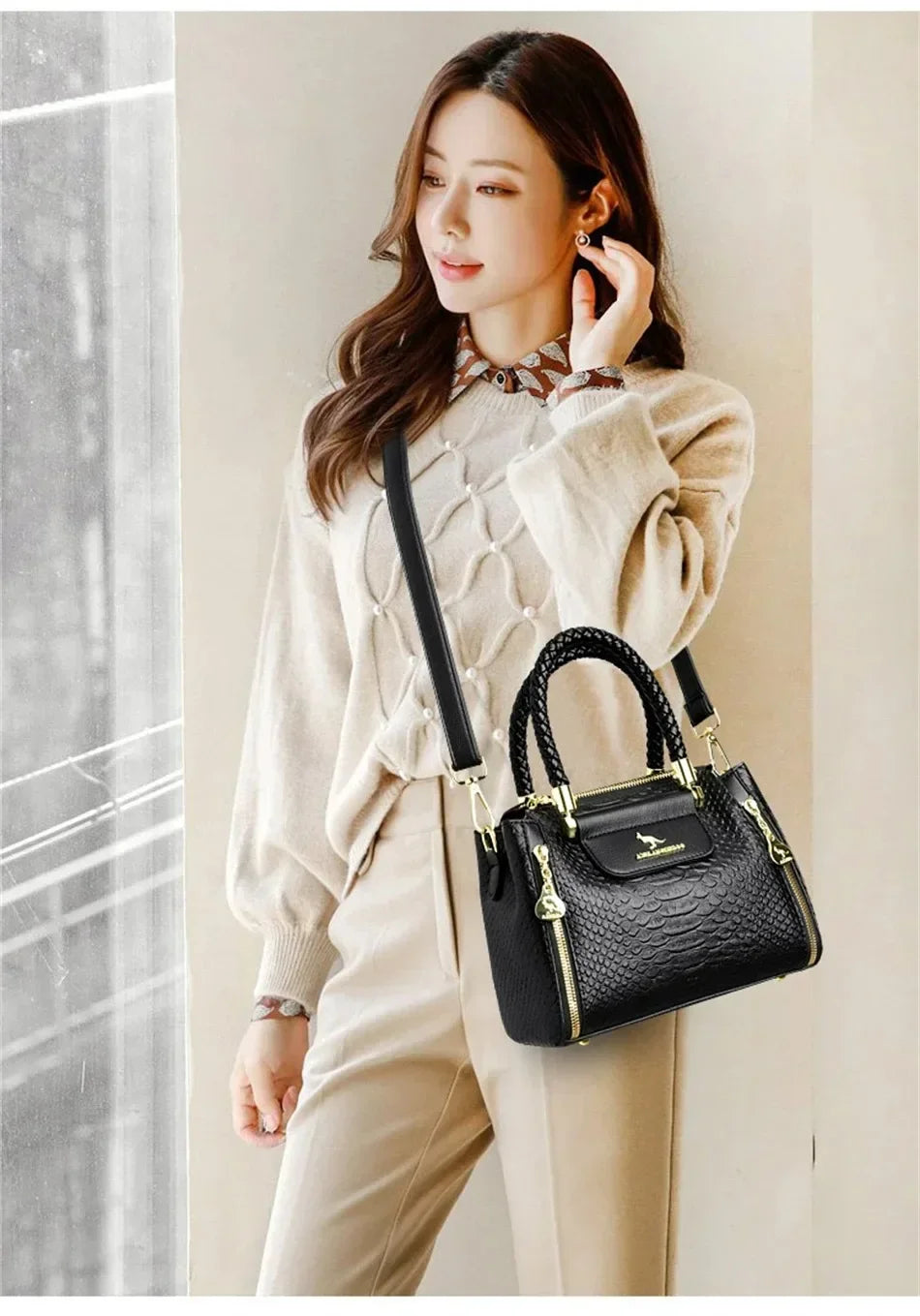 Iconic Grained Leather Crossbody Bag