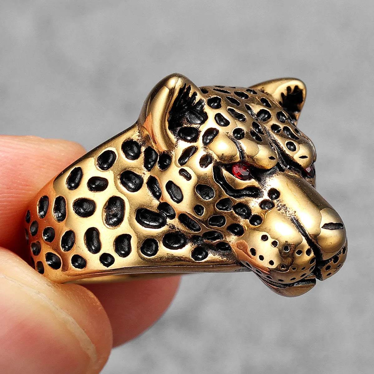 Leopard Animal Punk Biker Ring