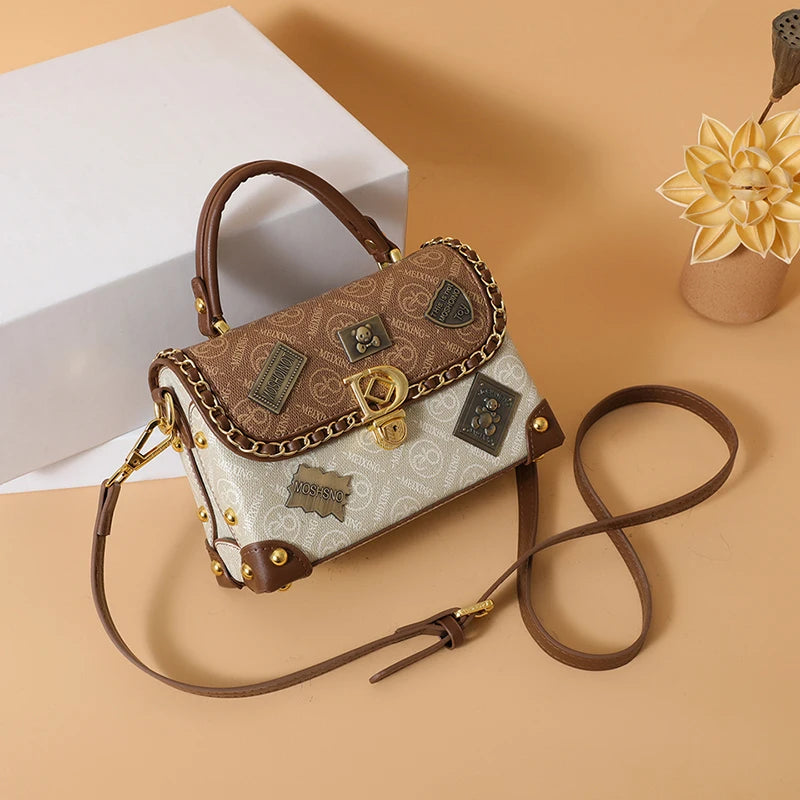 Retro Chain Linked Leather Handbag