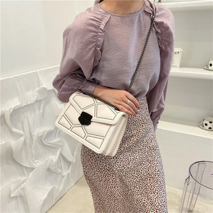 Vintage Rivet Designer Crossbody Bag