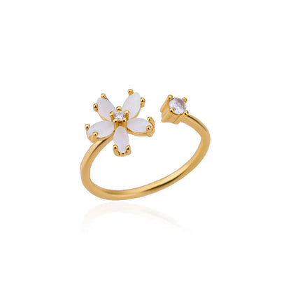 Aesthetic Opal Flower Stainless Ring