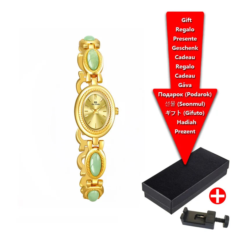 Natural Gemstone Oval Jewelry Watch