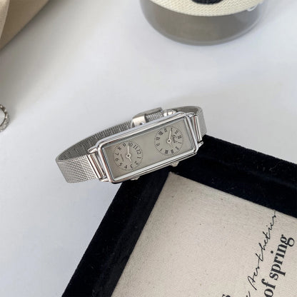 Dual-Movement Retro Square Timepiece