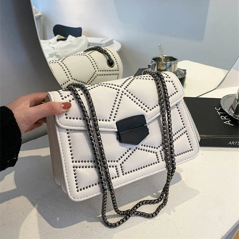 Vintage Rivet Designer Crossbody Bag