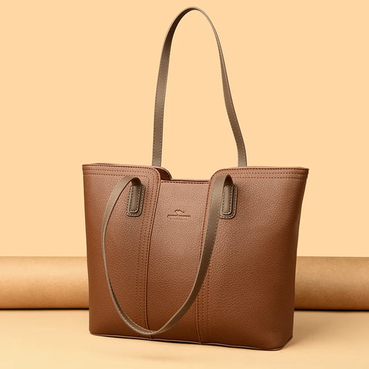 Designer Soft Leather Bucket Tote