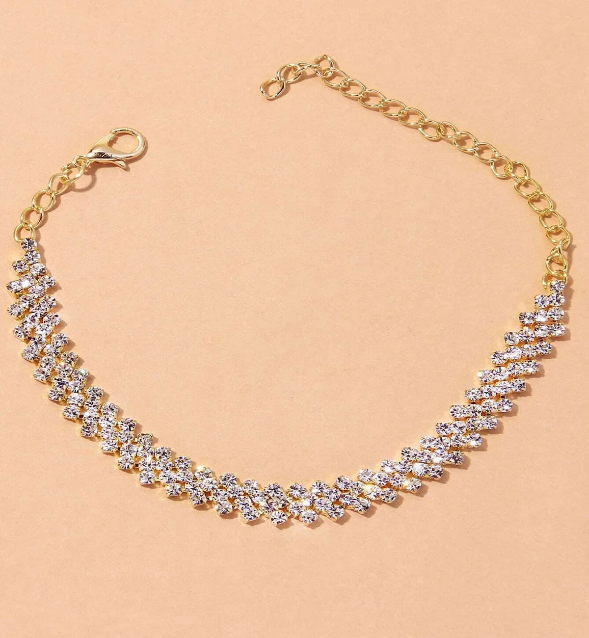 Copper Inlaid Diamond Foot Anklet