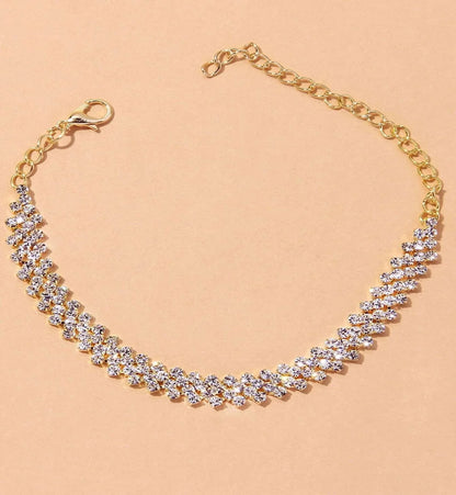 Copper Inlaid Diamond Foot Anklet