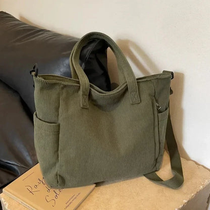 Corduroy Square Commuter Shoulder Bag