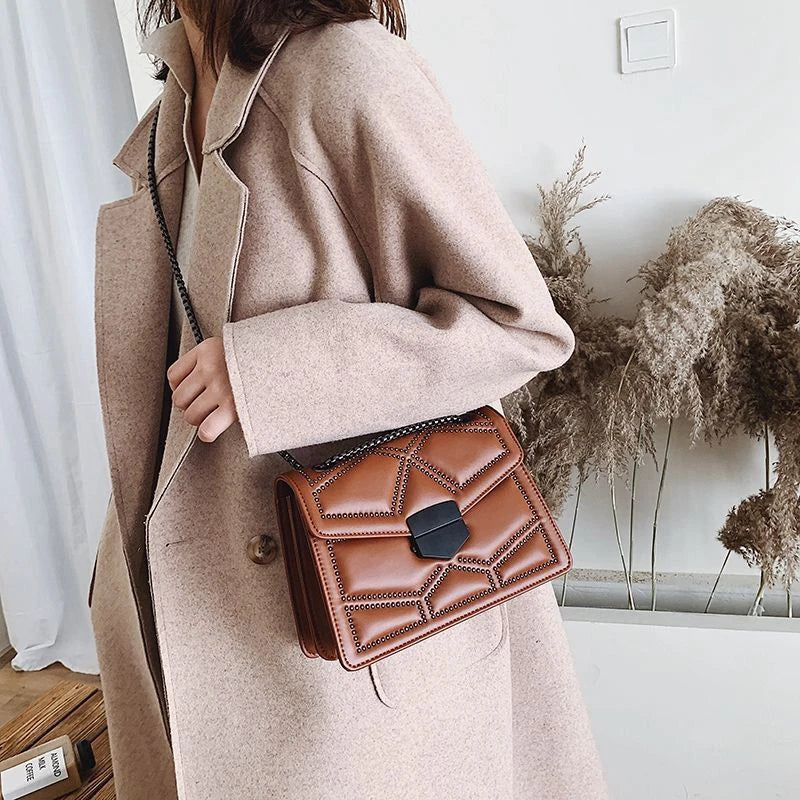 Vintage Rivet Designer Crossbody Bag