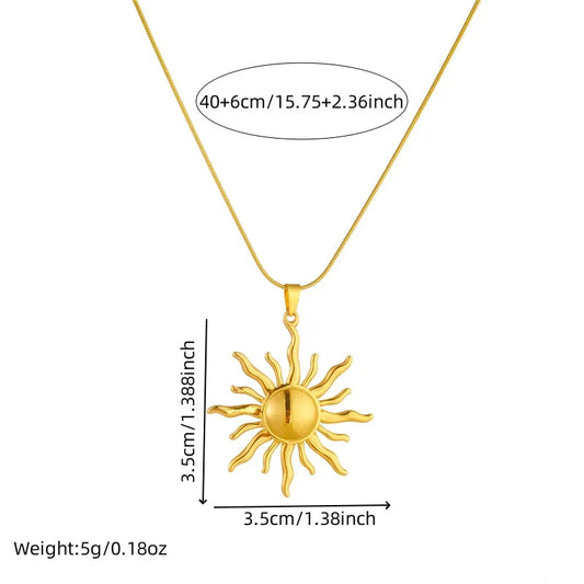 Solar Concise Sun Pendant Necklace