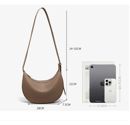 Minimalist Crescent Leather Underarm Bag