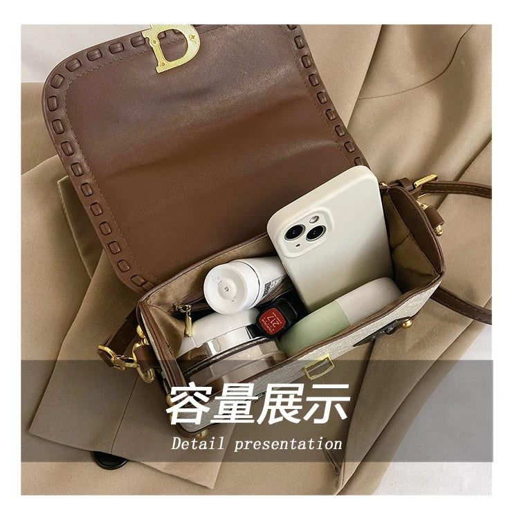 Retro Chain Linked Leather Handbag